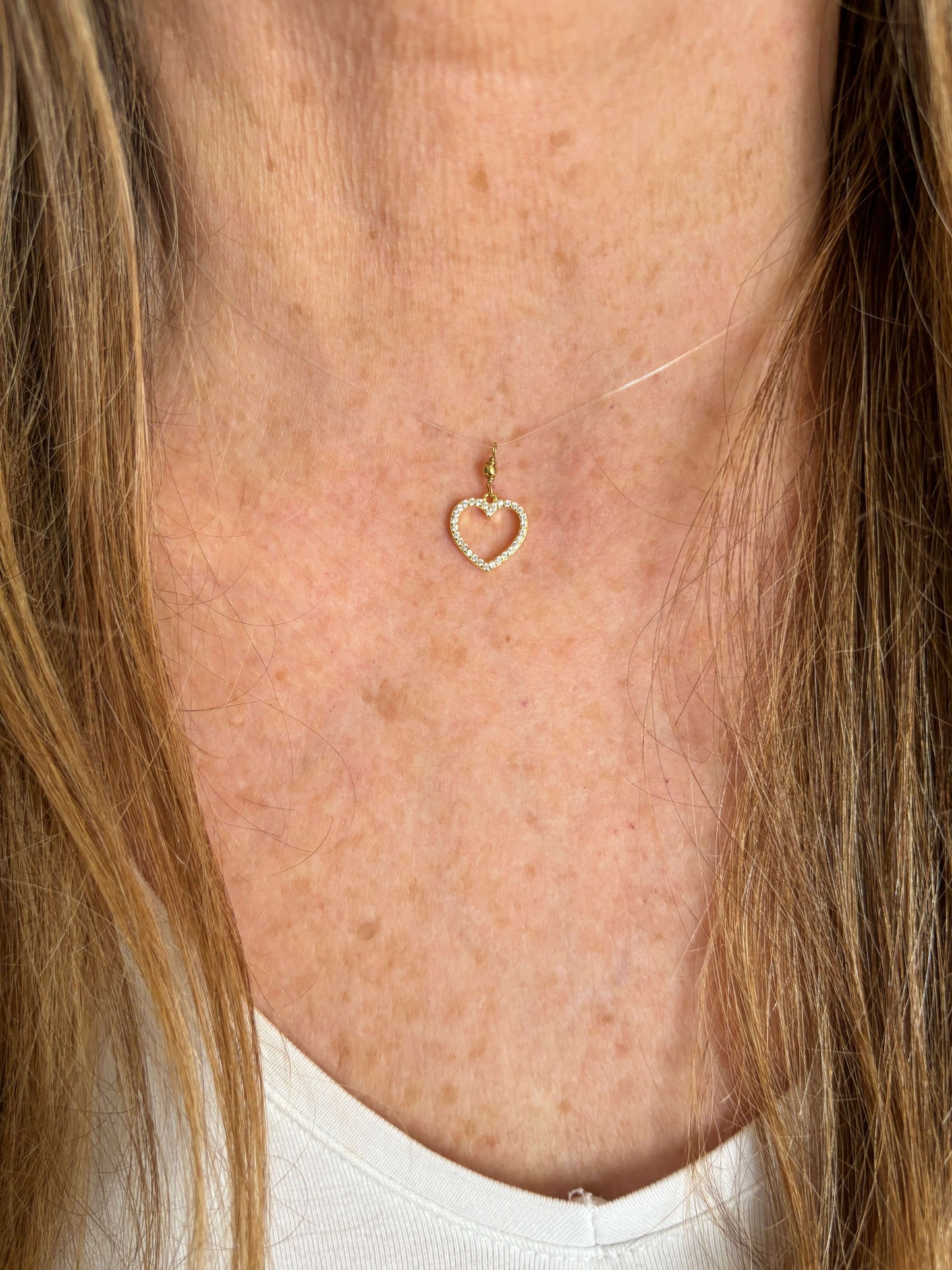GIROCOLLO FILO TRASPARENTE E CHARM COEUR