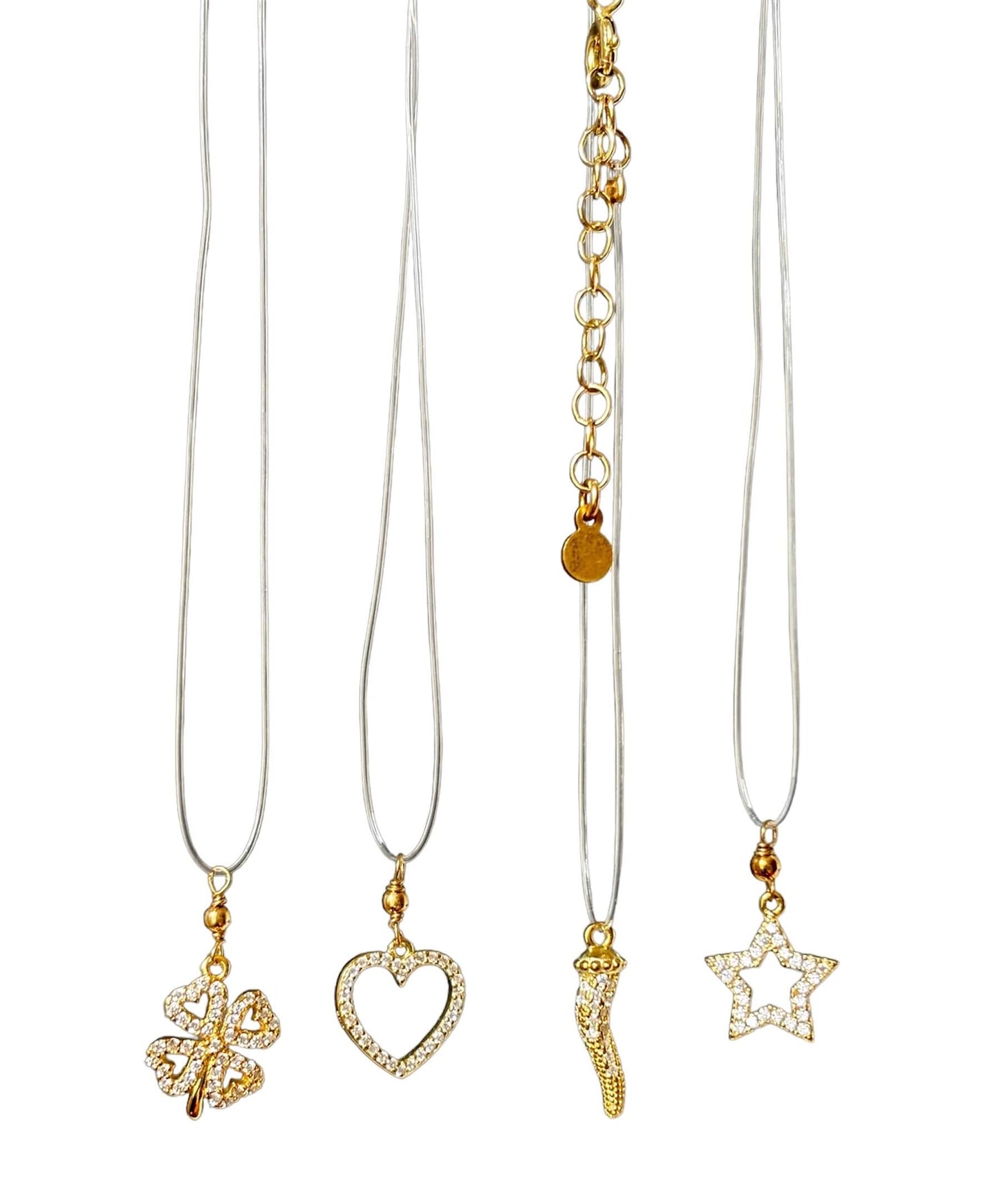GIROCOLLO FILO TRASPARENTE E CHARM COEUR